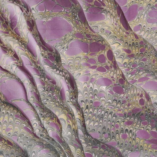 Hand Marbled Paper Dragon Skin Pattern in Purple and Ivory ~ Berretti Marbled Arts